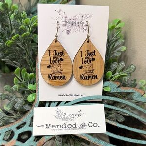 Brown Wooden Earrings - I Just Really Love Ramen